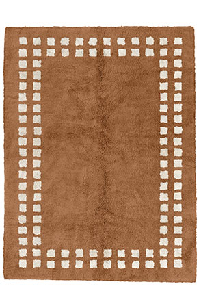 Brown Framed Checkerboard Rug