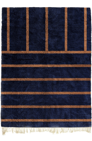 Navy Blue and Bronze Stripes Rug