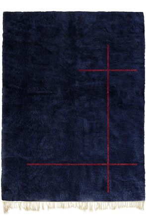 Navy Blue and Crimson Sophistication Rug
