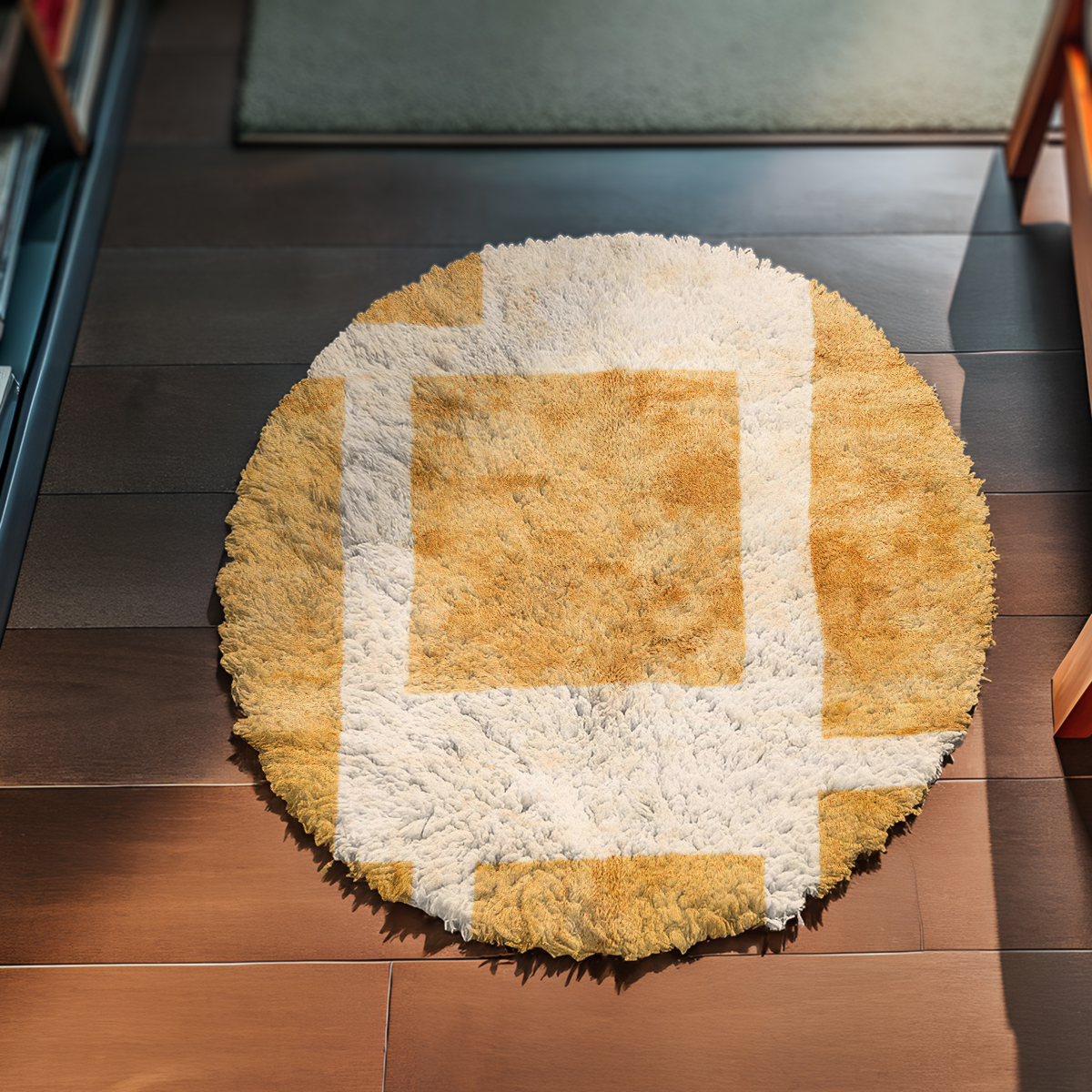 Modern Yellow Round Rug