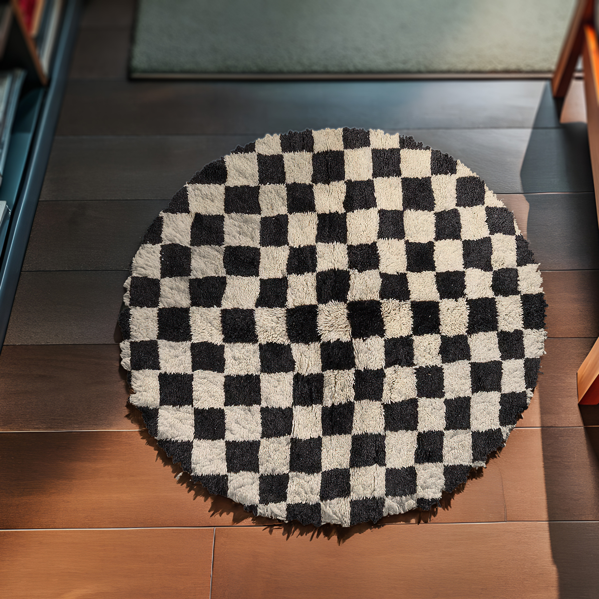 Checkered Round Rug