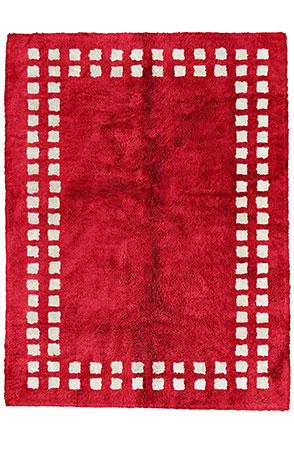 Red Framed Checkerboard Rug