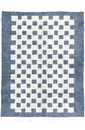 Stone Blue Chessboard Rug 2084