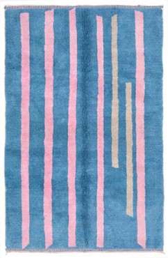 Blue and Pink Contemporary Rug 3020