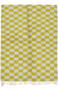 Moroccan rug Checkered - Yellow and White 3180