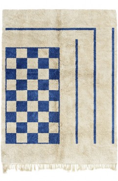Blue Checkered Grid Rug 3646