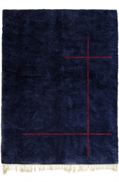 Navy Blue and Crimson Sophistication Rug 3792