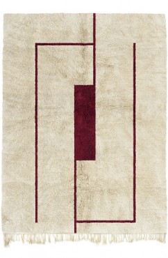 Red Mid Century Rug 3743