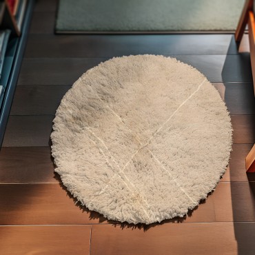 Handwoven Ivory Round Rug 5168