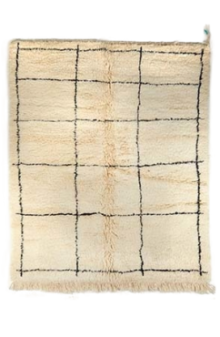 Off White Berber Checkered Rug 2956