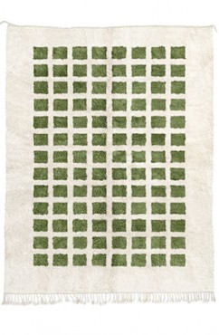 Olive Green Checkbox Rug 2043