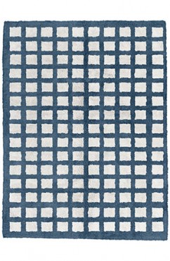 Stone Blue Chequerboard Rug 2220